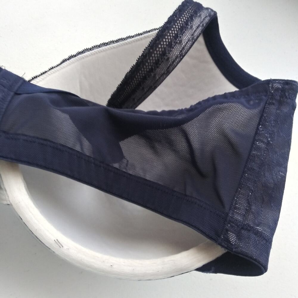 Cacique Full Coverage Lightly Lined Bra Women  Navy Blue Lace Size 40 DDD - Picture 10 of 10